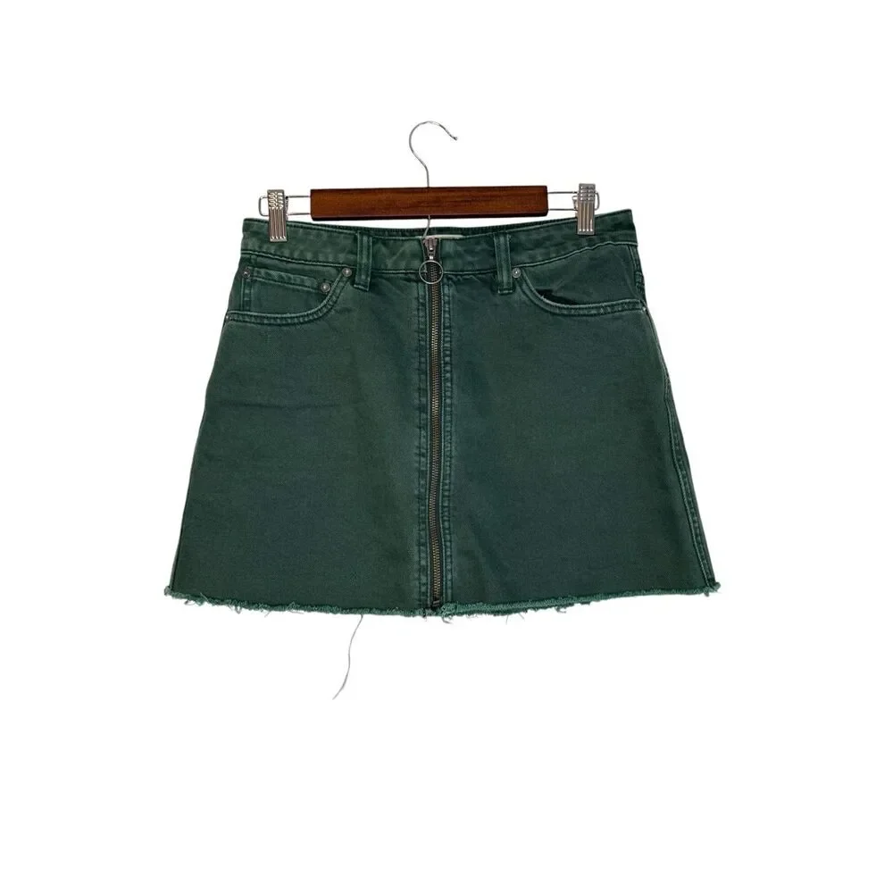 Free People‎ Zip It Up Mini Skirt in Green Size 27